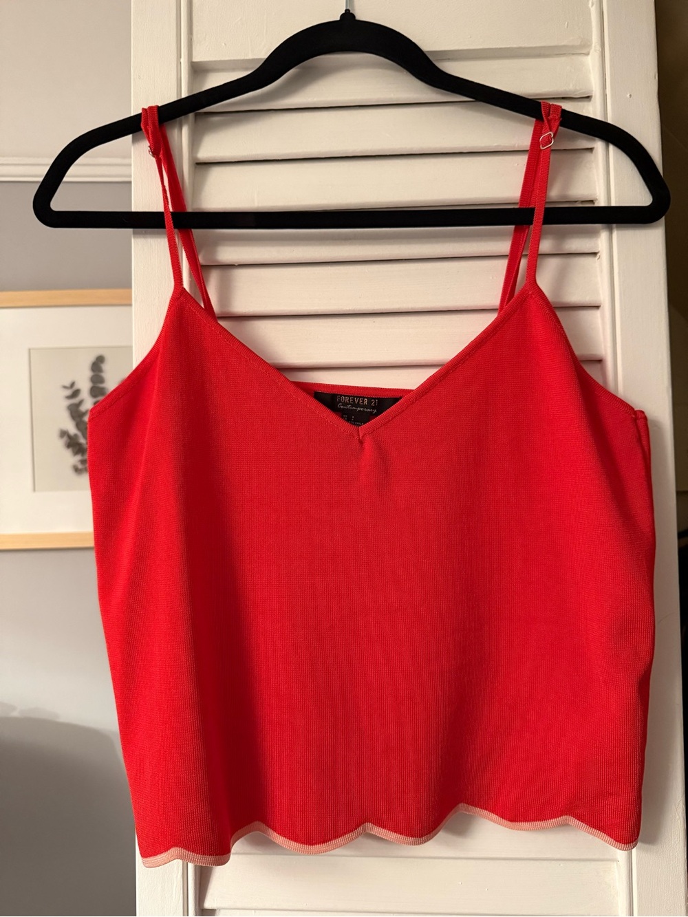 Forever 21 Red Scallop-Hem Cami Tank
